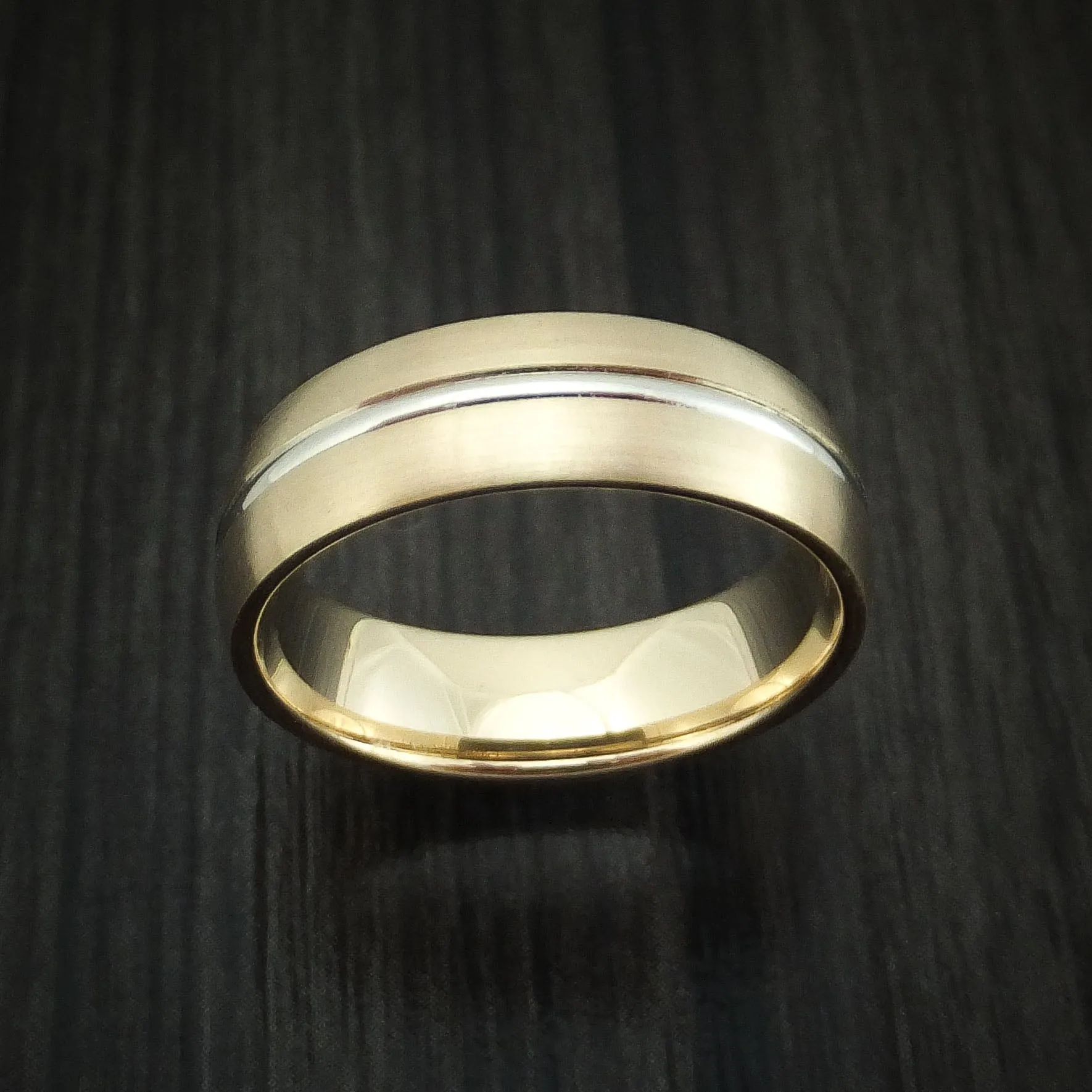 14k Yellow Gold and White Gold Band Custom Made Men's Ring