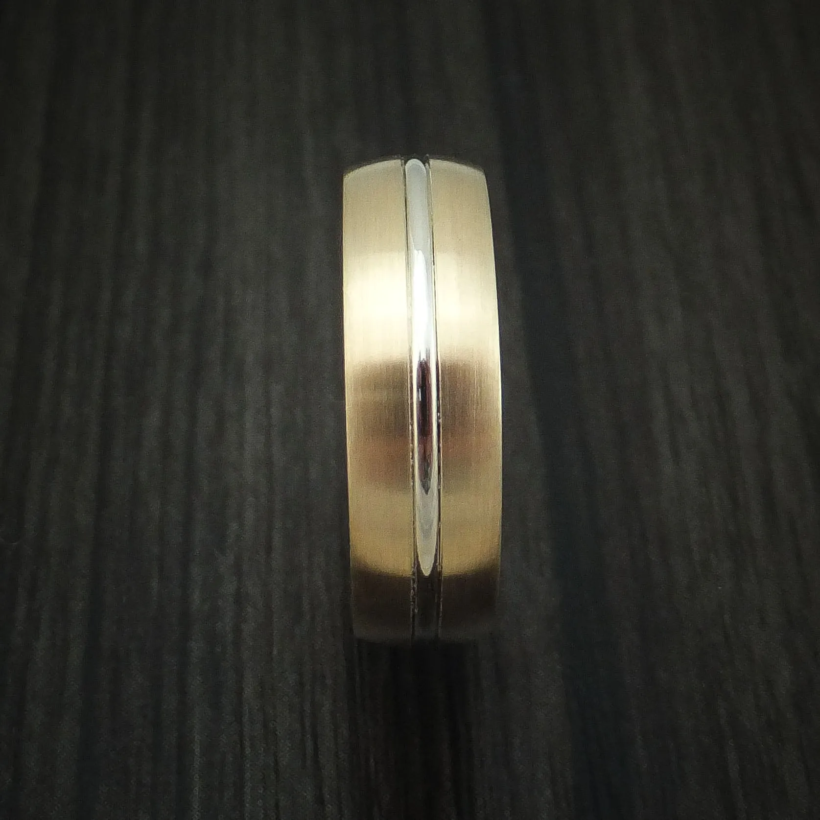 14k Yellow Gold and White Gold Band Custom Made Men's Ring