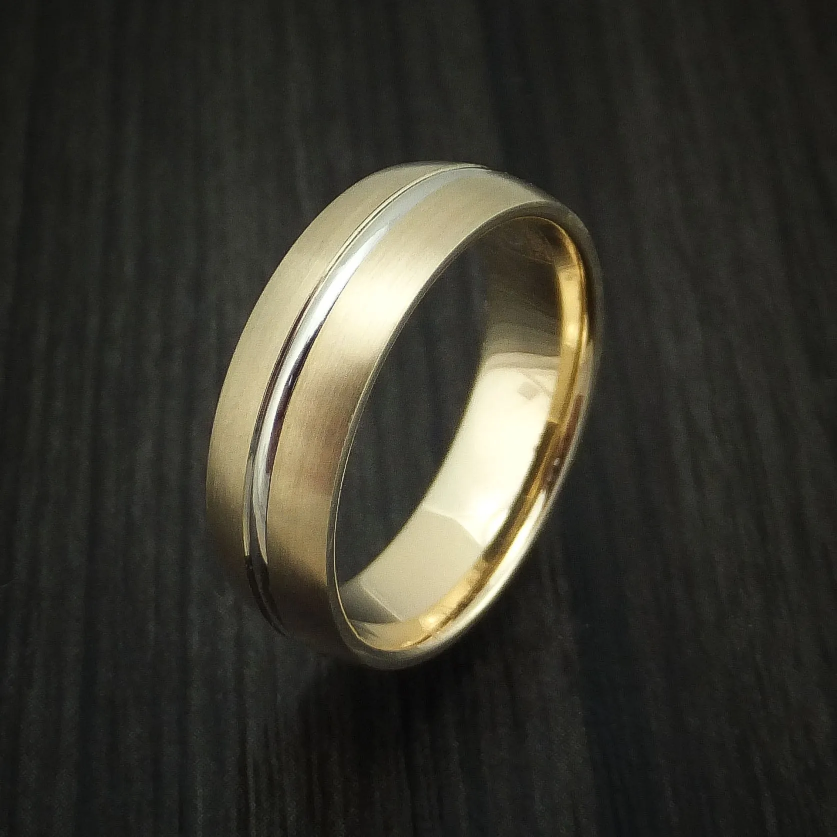 14k Yellow Gold and White Gold Band Custom Made Men's Ring