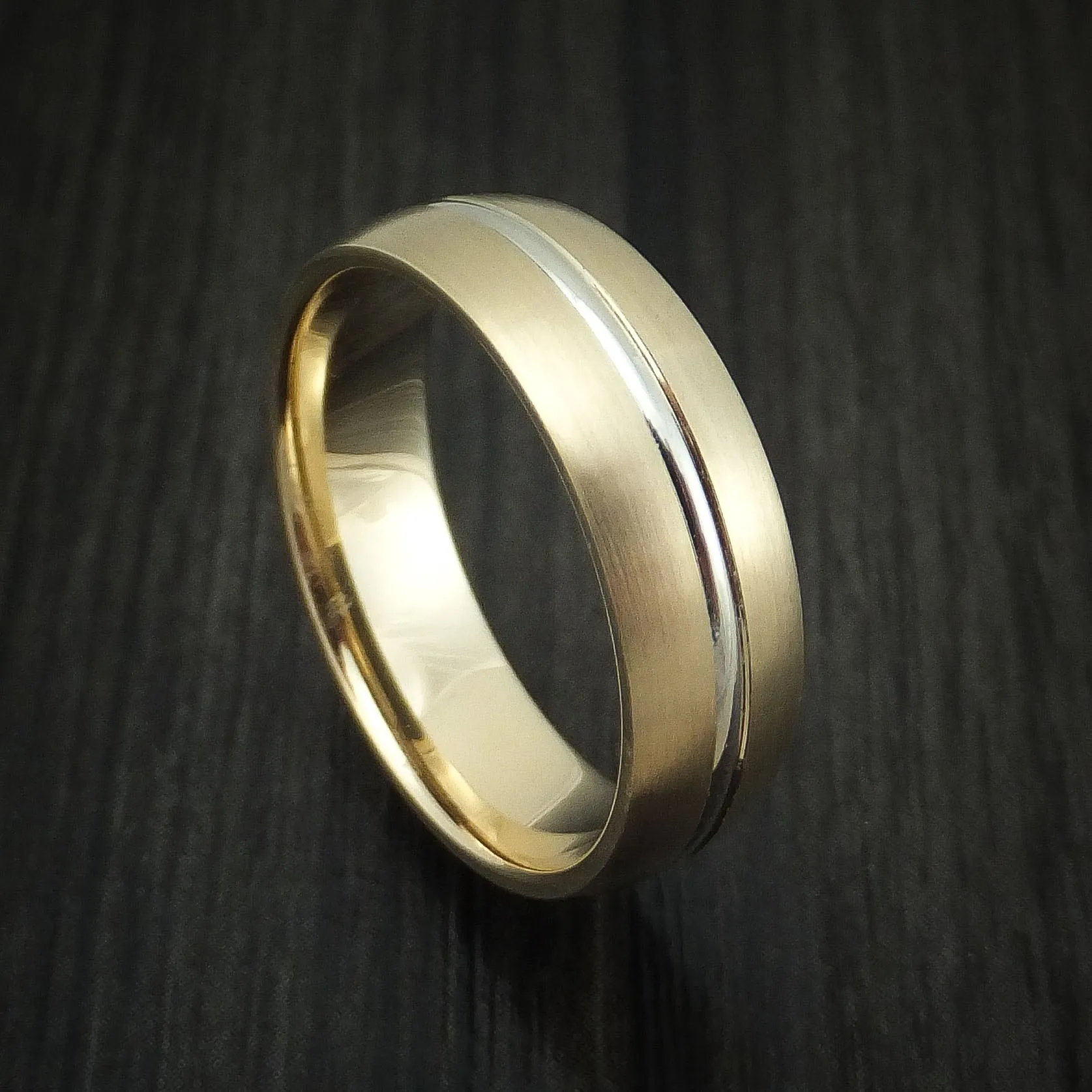 14k Yellow Gold and White Gold Band Custom Made Men's Ring