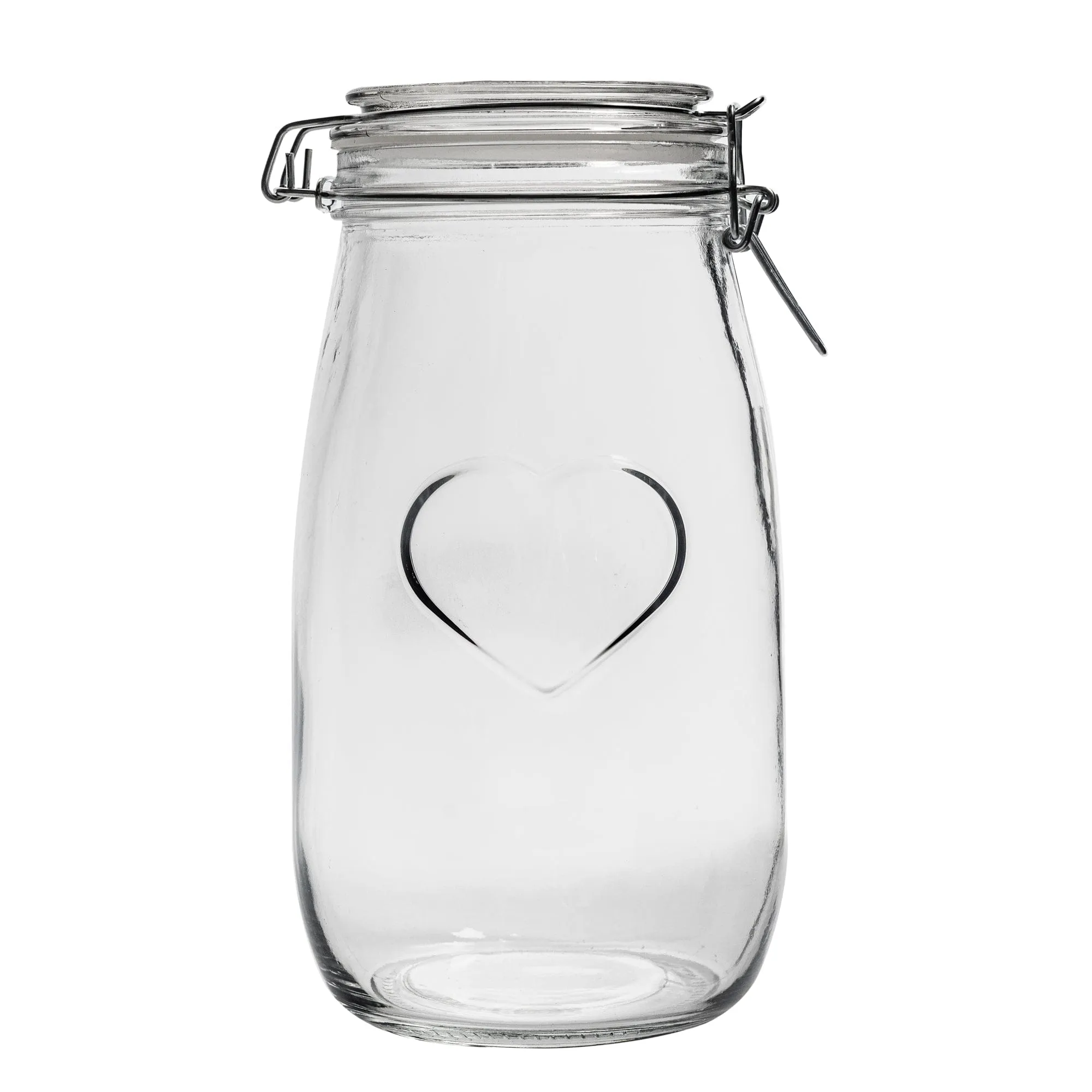 1.5L Glass Storage Jar with Embossed Heart Detail - By Nicola Spring