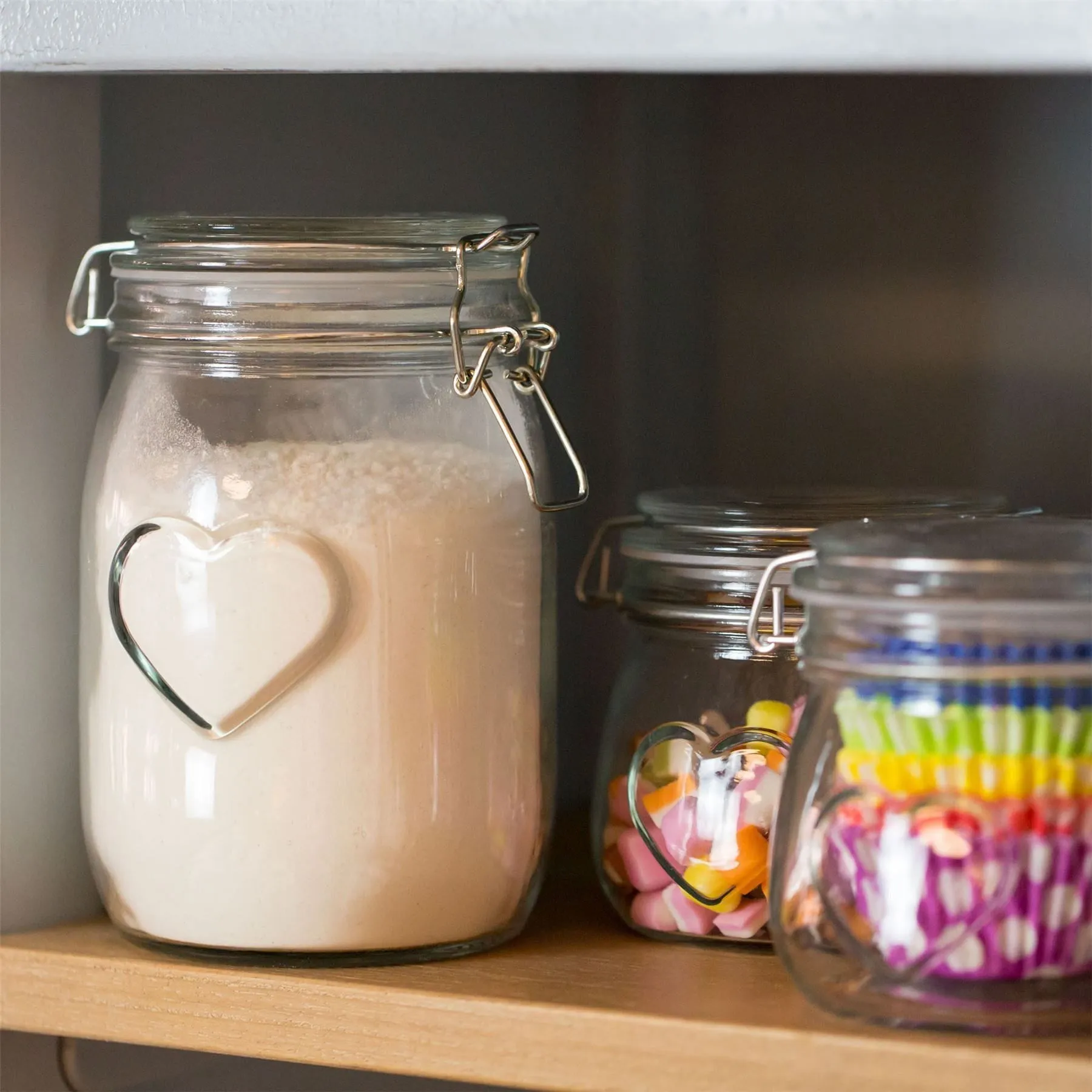 1.5L Glass Storage Jar with Embossed Heart Detail - By Nicola Spring