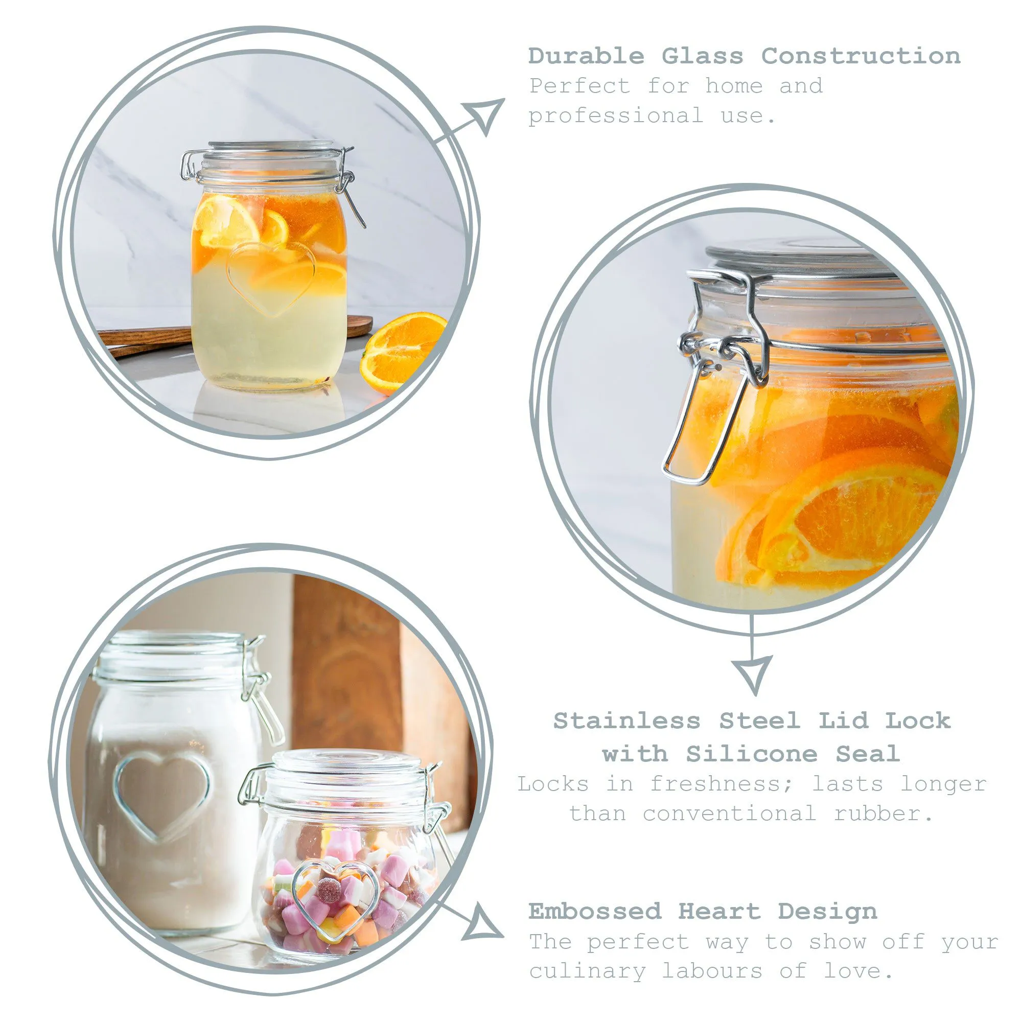 1.5L Glass Storage Jar with Embossed Heart Detail - By Nicola Spring