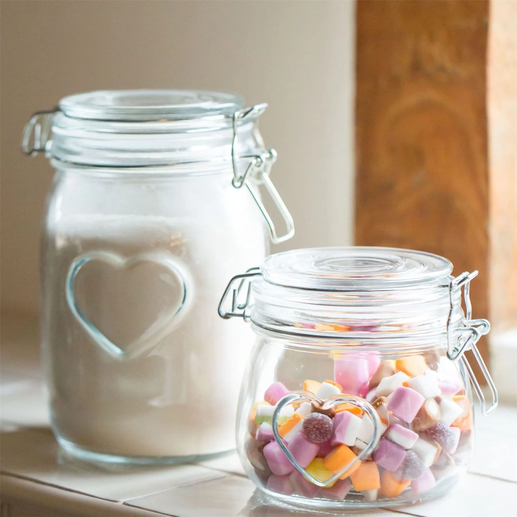 1.5L Glass Storage Jar with Embossed Heart Detail - By Nicola Spring