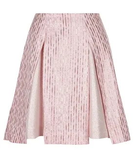 170115C-Pink Split Godet Skirt