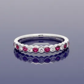 18ct White Gold Ruby & Diamond Eternity Ring