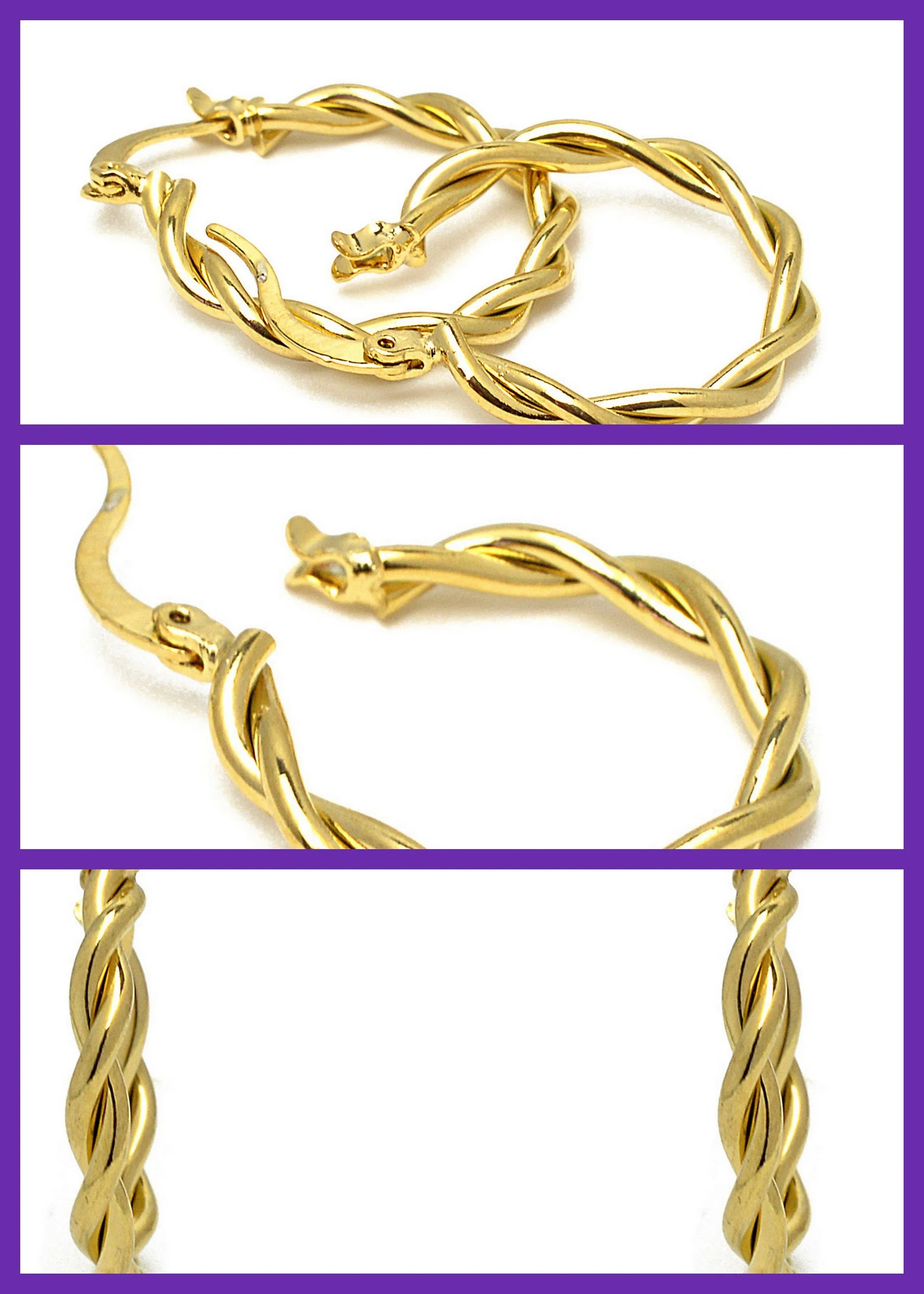 18K Gold Filled Look, Diamond Cut Hoop Earrings - Swirl & Twisted Designs - Elegant Hoops for Jewelry Making & Fashionistas