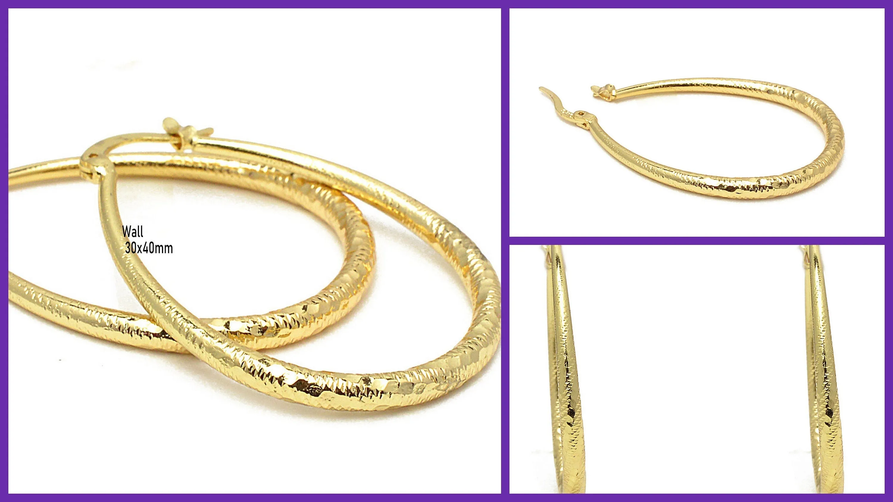 18K Gold Filled Look, Diamond Cut Hoop Earrings - Swirl & Twisted Designs - Elegant Hoops for Jewelry Making & Fashionistas