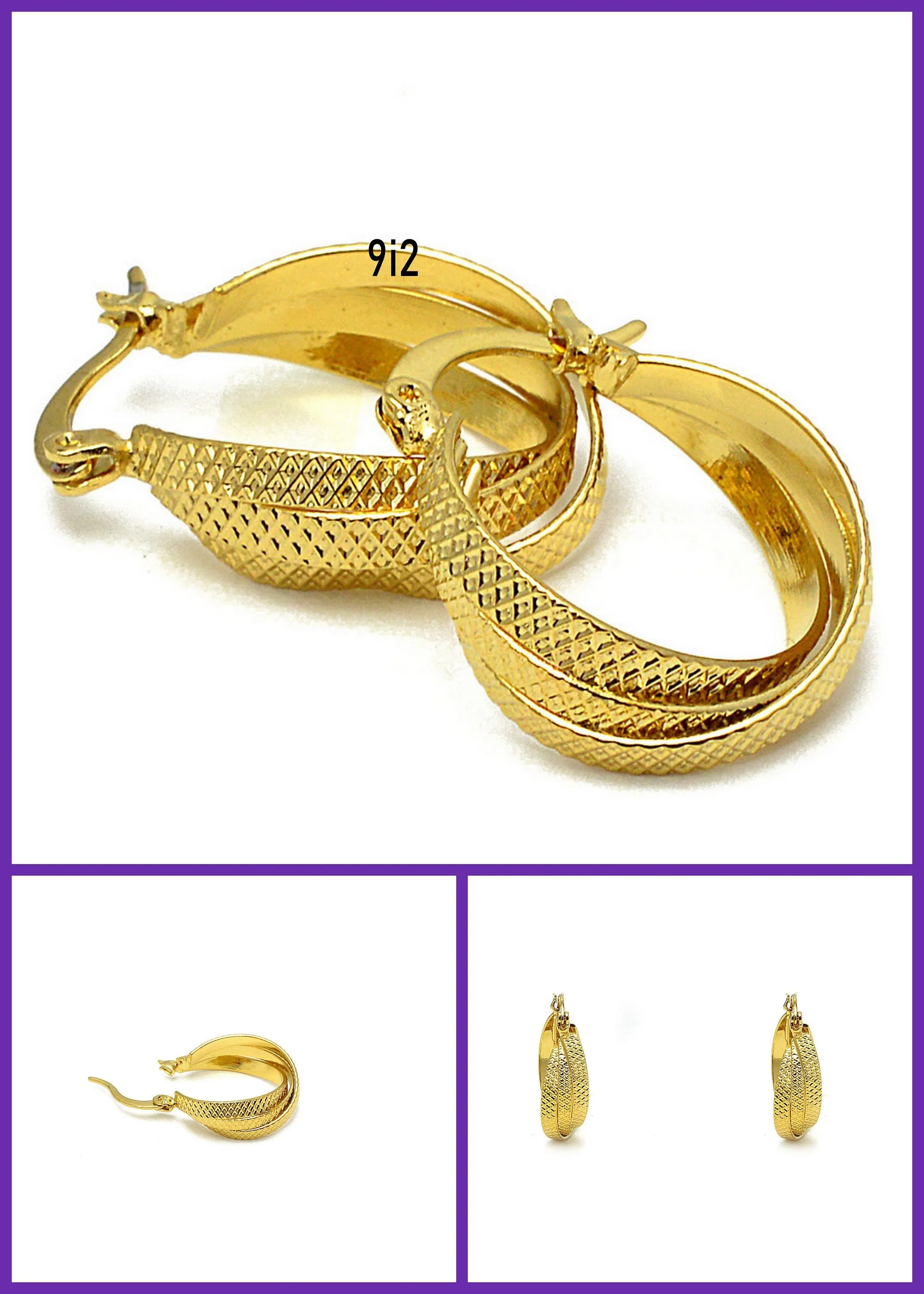 18K Gold Filled Look, Diamond Cut Hoop Earrings - Swirl & Twisted Designs - Elegant Hoops for Jewelry Making & Fashionistas