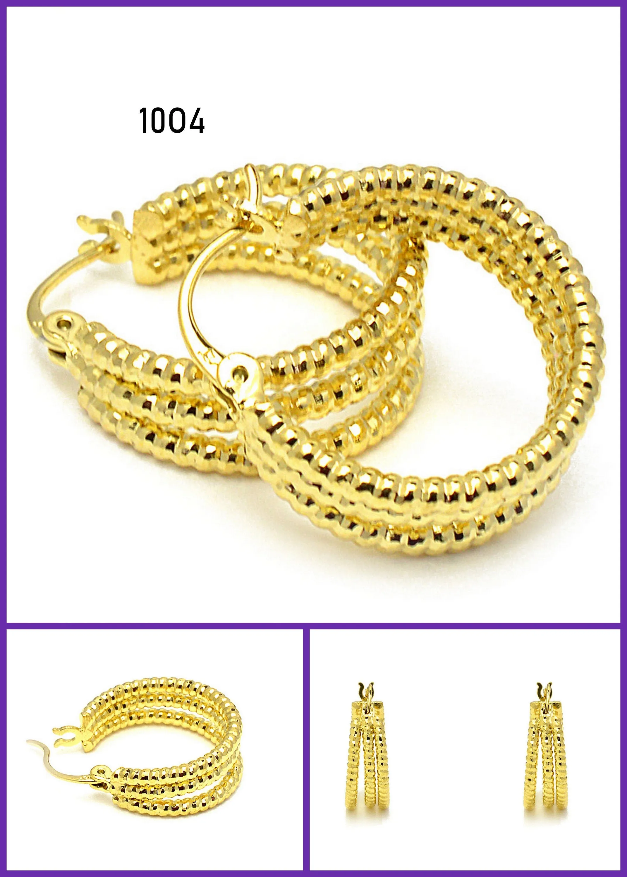 18K Gold Filled Look, Diamond Cut Hoop Earrings - Swirl & Twisted Designs - Elegant Hoops for Jewelry Making & Fashionistas