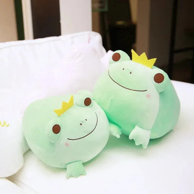 1pc 35cm kawaii Animal Frog Plush Toys Cartoon Stuffed Soft Crown Frog Pillow Back Sofa Cushion for Girls Kids Birthday Gifts