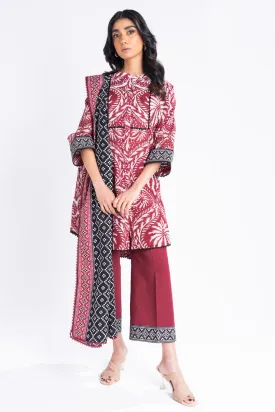 3 Piece Printed Khaddar Suit With Light Khaddar Dupatta