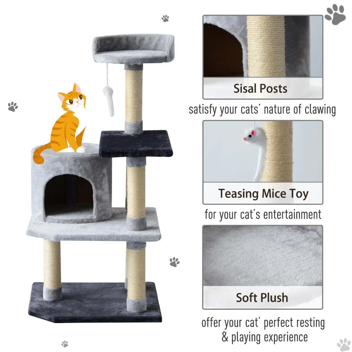 39" Cat Tree Condo Activity Centre - Grey