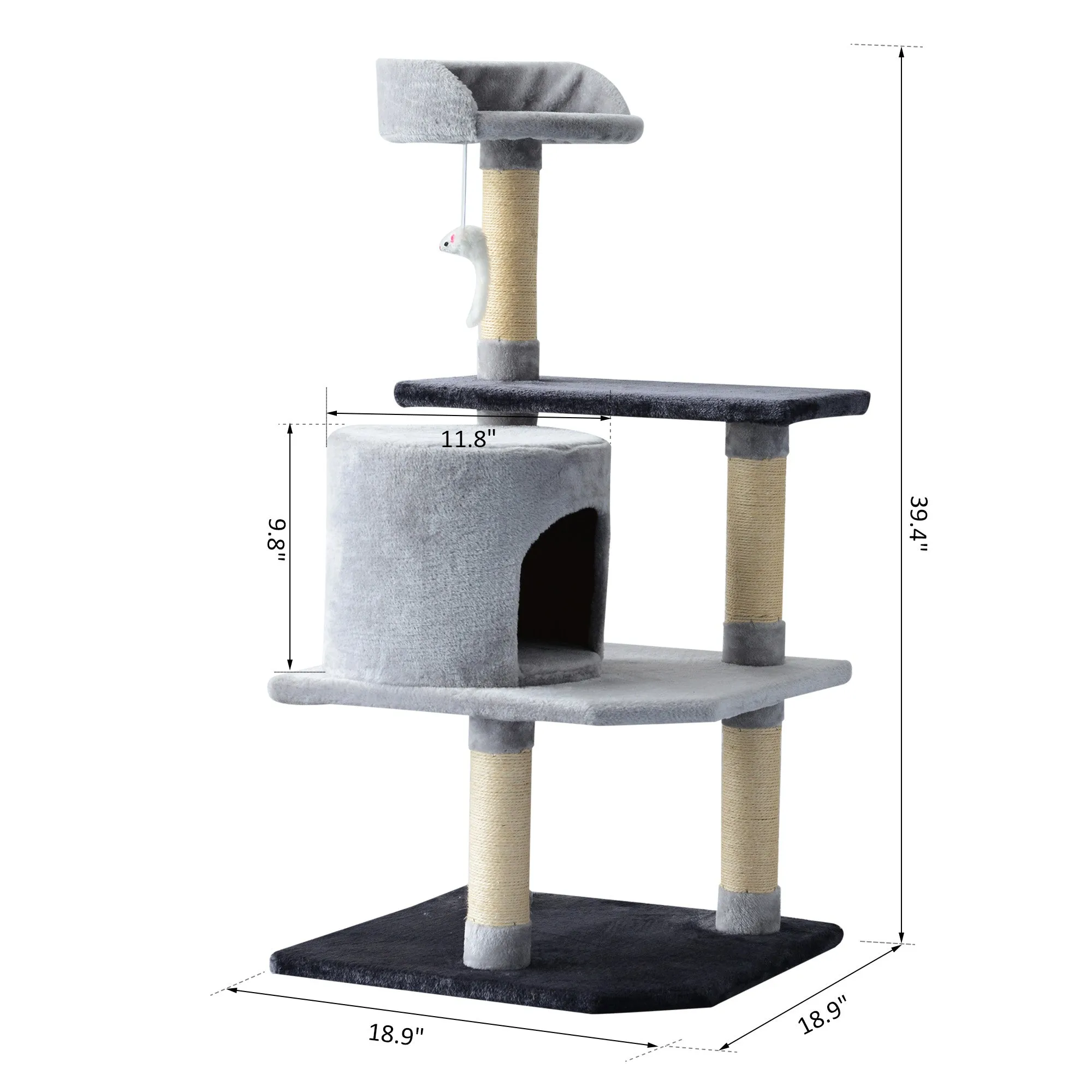 39" Cat Tree Condo Activity Centre - Grey