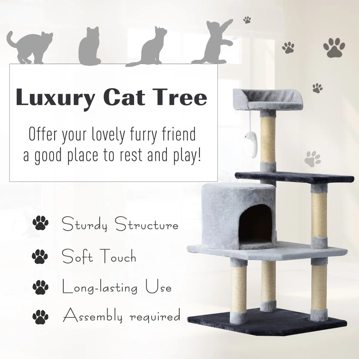 39" Cat Tree Condo Activity Centre - Grey