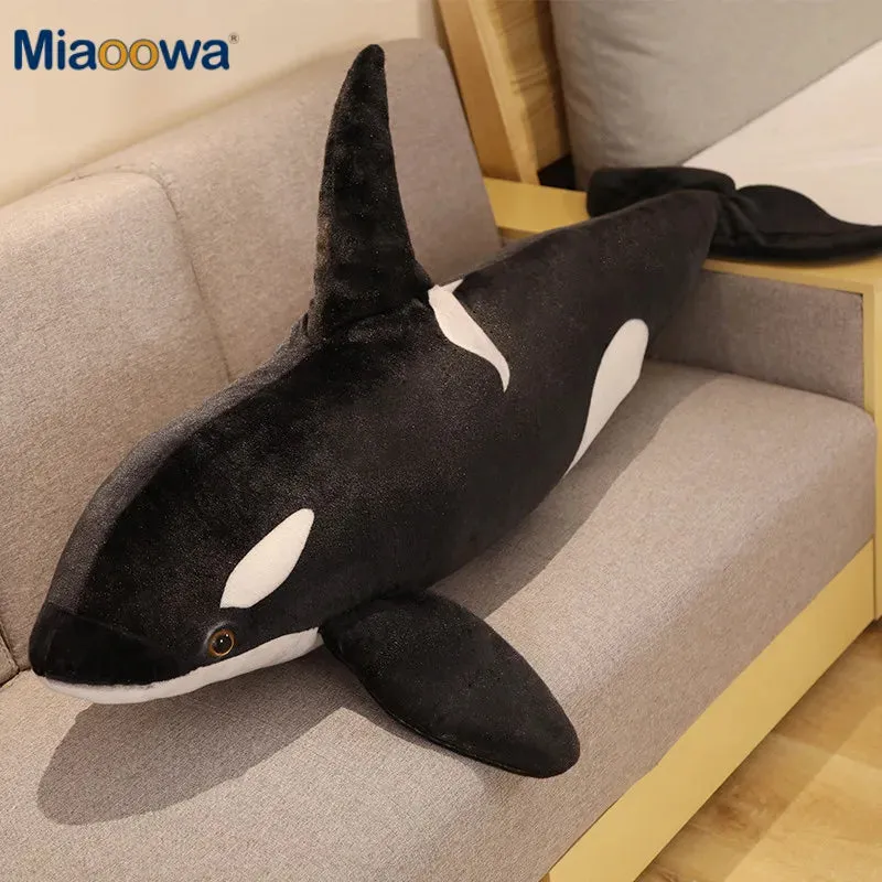 50cm Simulation Killer Whale Plush Toys Stuffed Orcinus Orca Fish Doll Shark Cartoon Soft Sleep Pillow Kids Baby Funny Gift