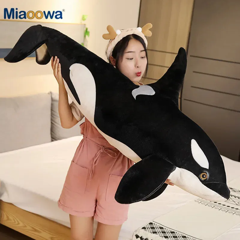 50cm Simulation Killer Whale Plush Toys Stuffed Orcinus Orca Fish Doll Shark Cartoon Soft Sleep Pillow Kids Baby Funny Gift