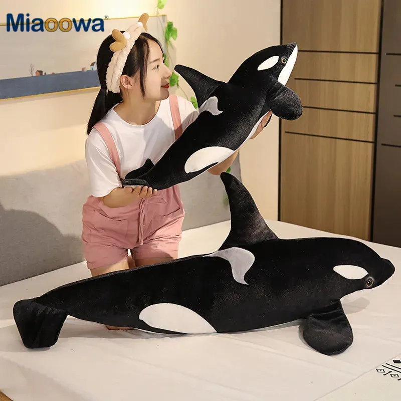 50cm Simulation Killer Whale Plush Toys Stuffed Orcinus Orca Fish Doll Shark Cartoon Soft Sleep Pillow Kids Baby Funny Gift