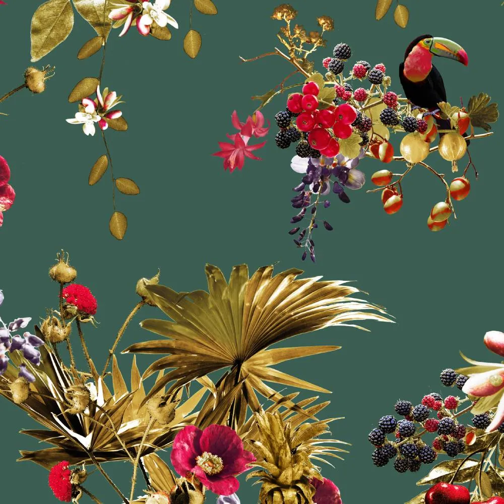 Amazonia Bloom Wallpaper - Smaragd - Good & Craft