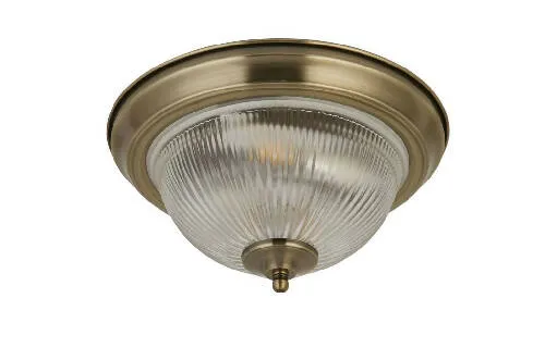 American Diner Flush -Antique Brass & Clear Glass