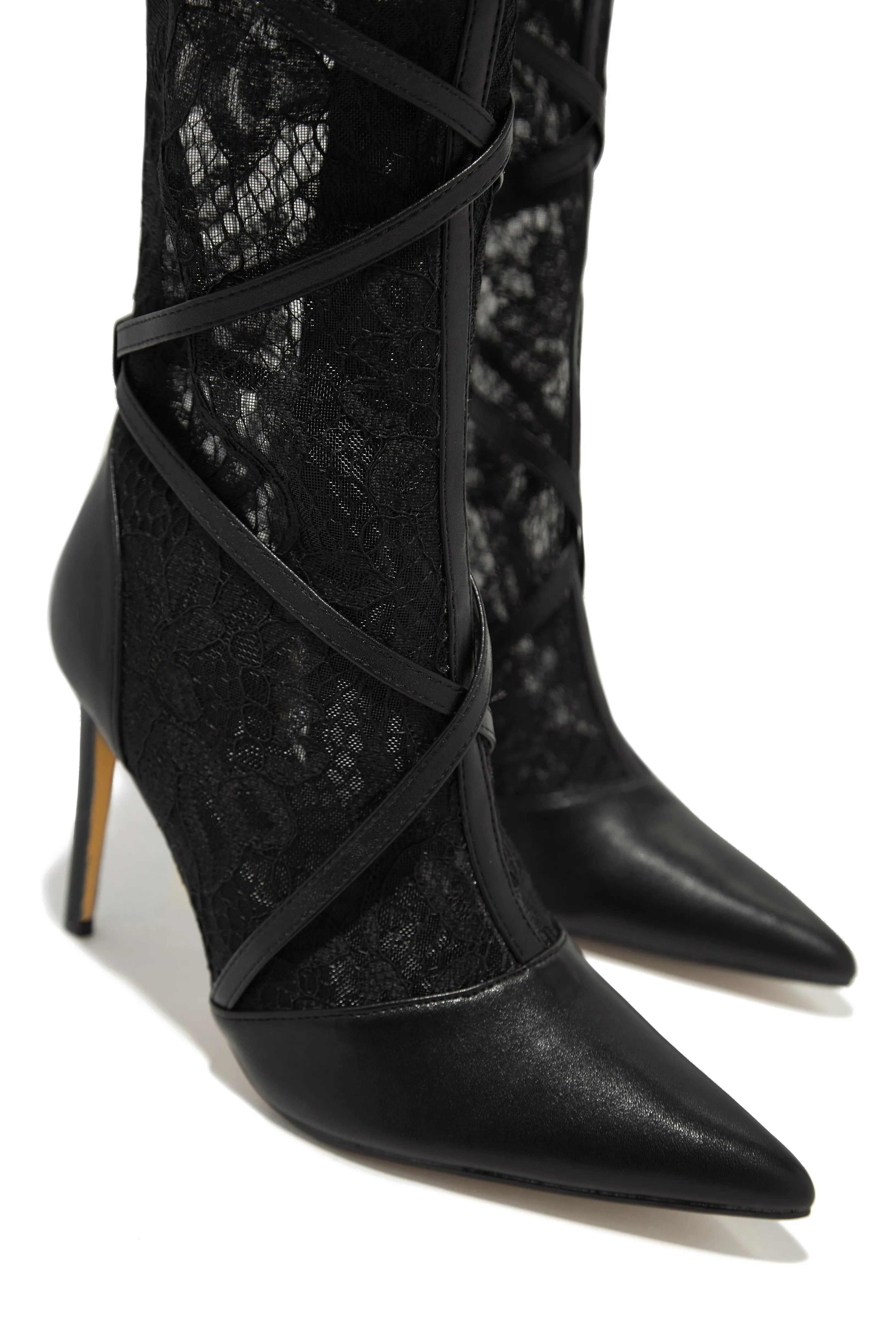 Anatolia Lace Over The Knee Heel Boots - Black