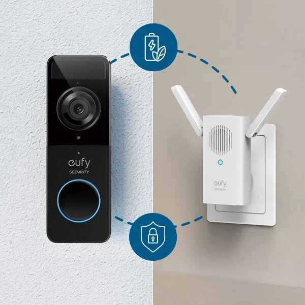 Anker E8220 eufy Wi-Fi Video Doorbell S200 with Wireless Chime 1080p-Grade Resolution 120-day Battery No Monthly Fees Human Detection 2-Way Audio