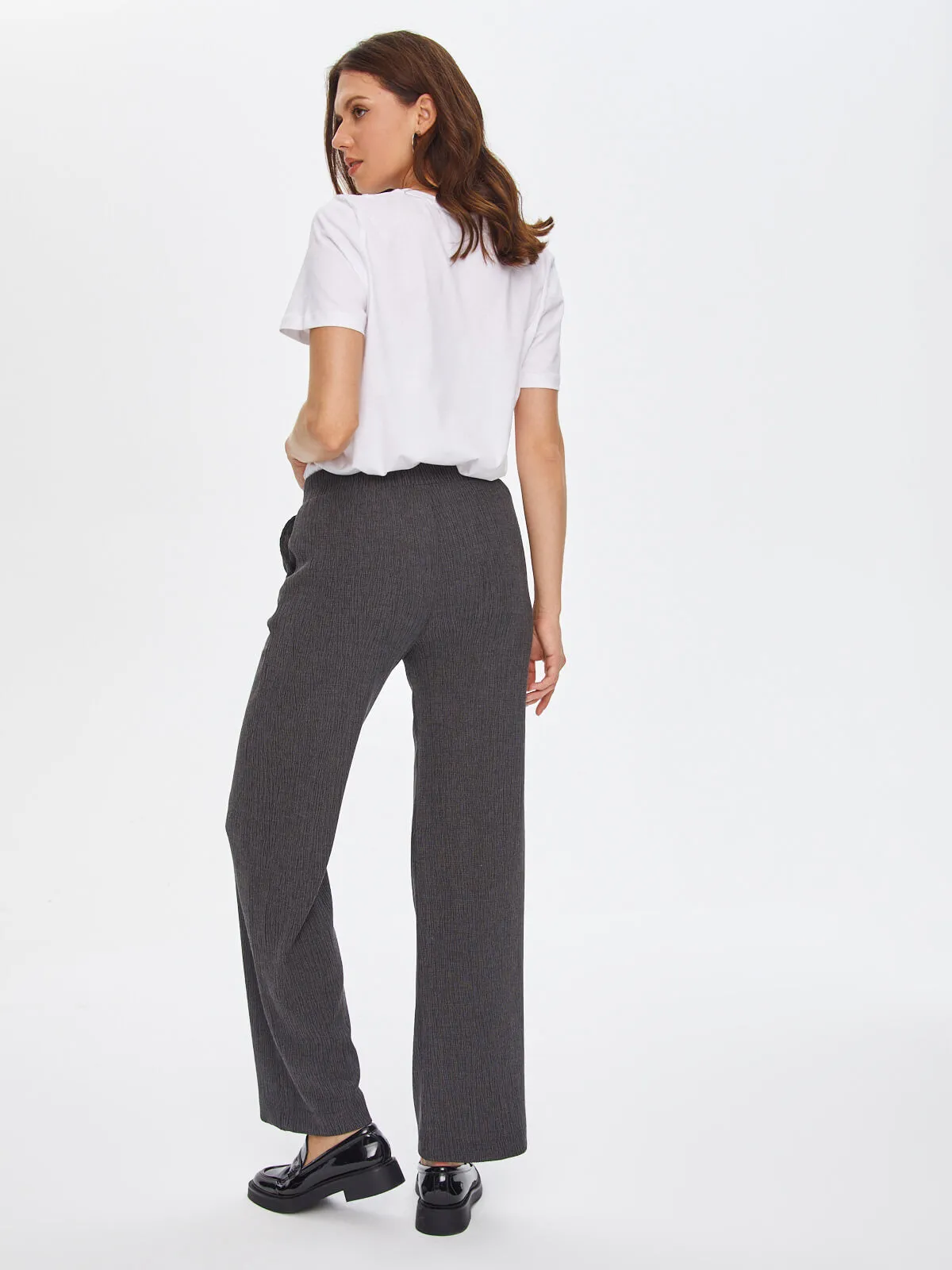 Anthracite Self Textured Straight Fit Knitted Pants 69497