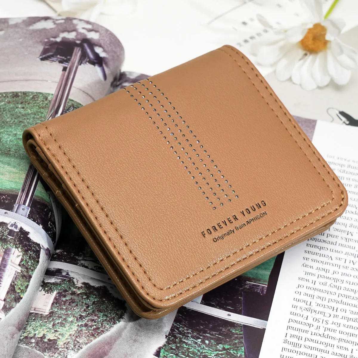 APHISON Slim RFID Small Womens Wallet - 125 Brown