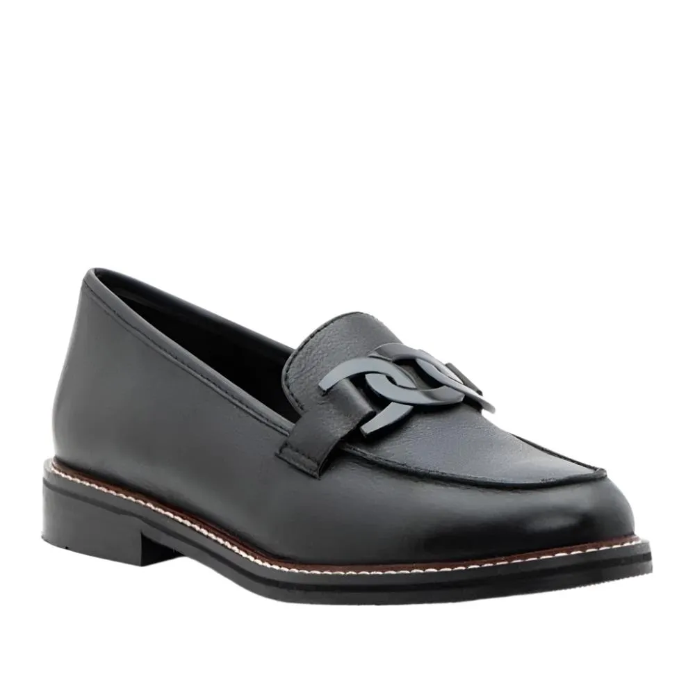 Ara Women's Kyle II Chain Loafer Black Calf Leather