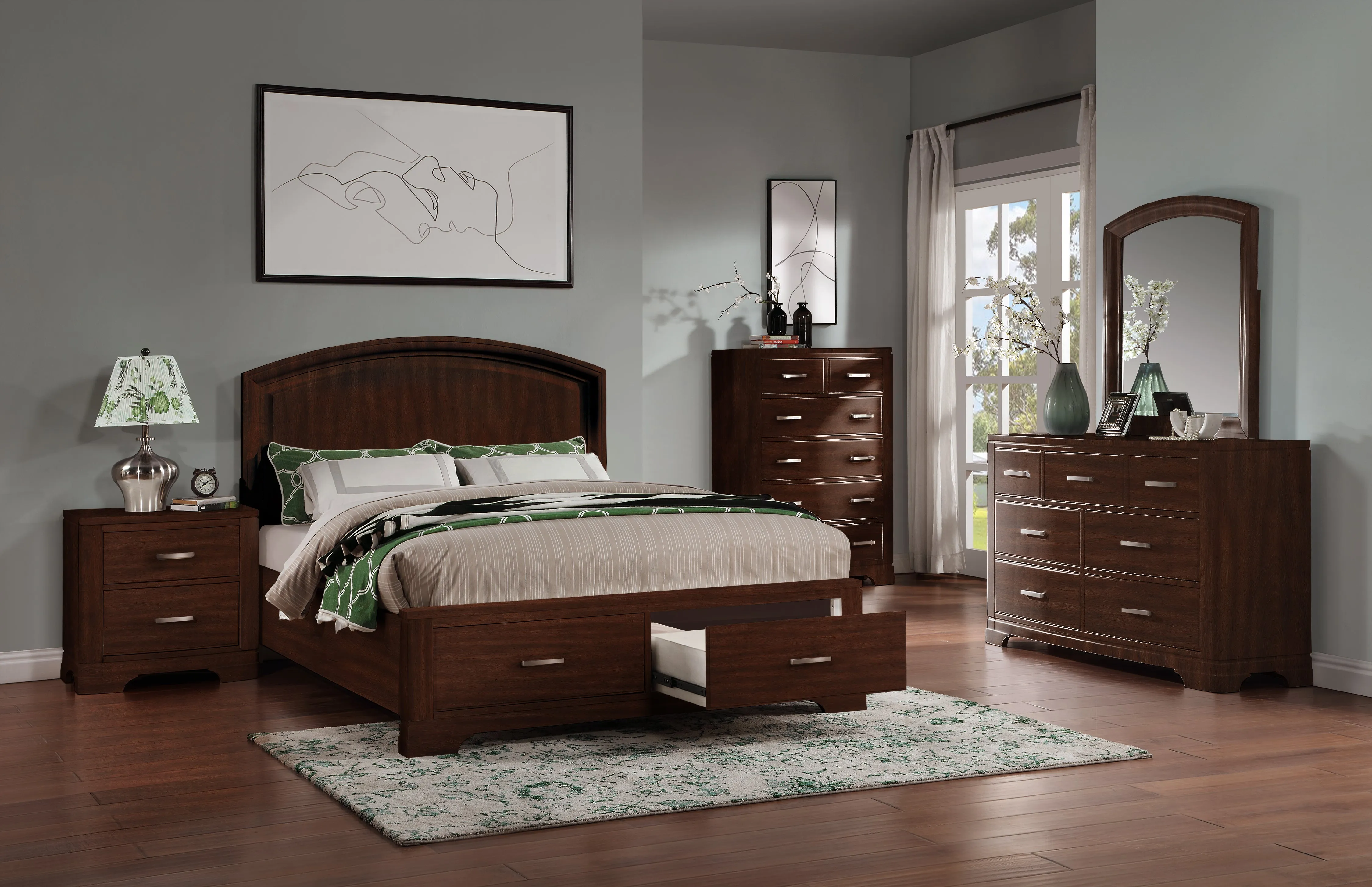 Arista 7-Drawer Dresser - Brown Cherry