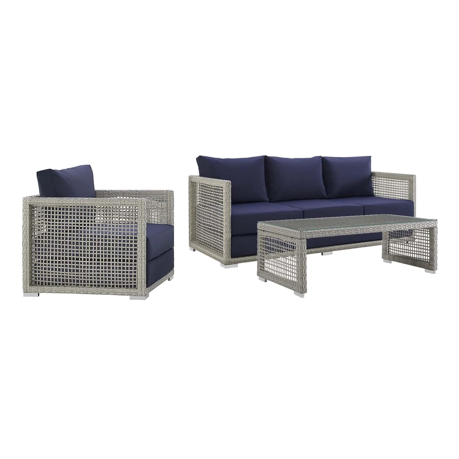 Aura 3 Piece Outdoor Patio Wicker Rattan Set by Modway