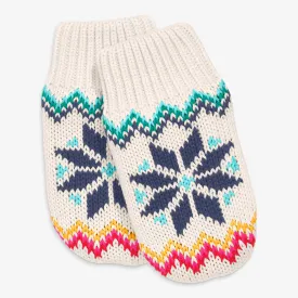 Baby fleece-lined rainbow snowflake fair isle mittens