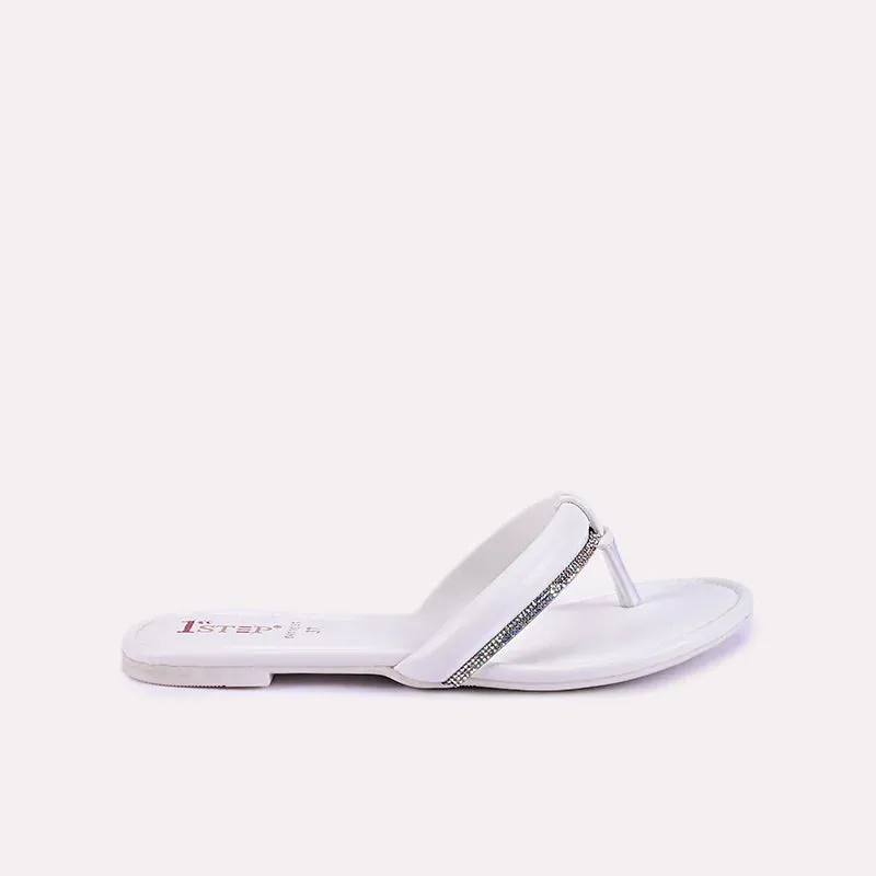 Beatrix White Flat Slippers 0411691