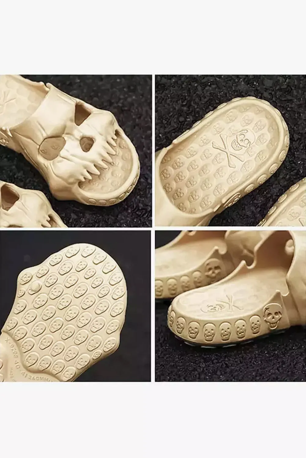 Beige Halloween Skull Open Toe Non-Slip Slippers