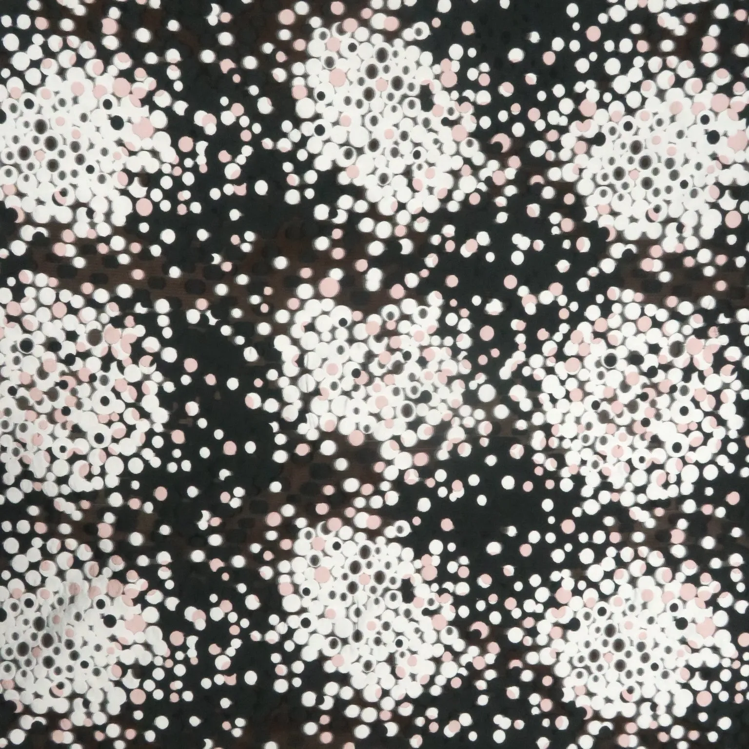 Black and White Polka Dots on Black Sheer Background Textured Brocade Fabric