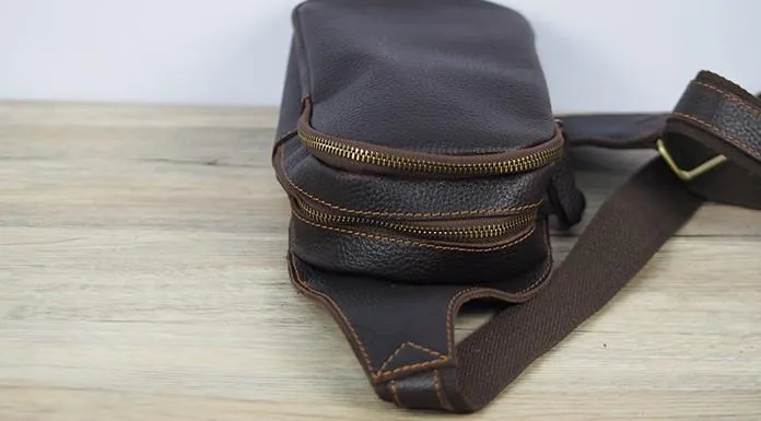 Black Coffee Leather Mens Sling Bag Sling Shoulder Bag Sling On Shoulder Backpack for men