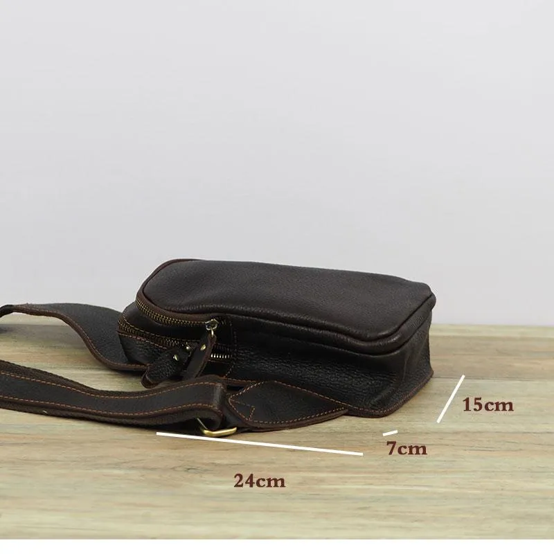 Black Coffee Leather Mens Sling Bag Sling Shoulder Bag Sling On Shoulder Backpack for men