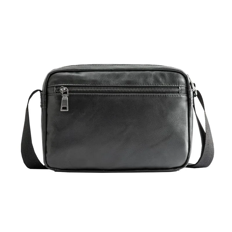 Black Cool Leather Mens Courier bag 10 inches Dark Green Side Bags Messenger Bags for Men