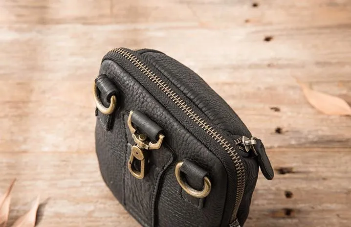 Black Leather Belt Pouch Mens Waist Bag Shoulder Bag for Men