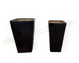 Black Square Tapered Planter Matt Finish - Square (Ceramic) CER0022