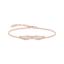 Bracelet Phoenix wing with pink stones rose gold