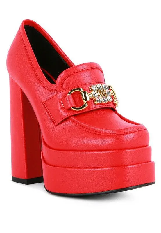 BRATZ Inspired High Block Heeled Jewel Loafers