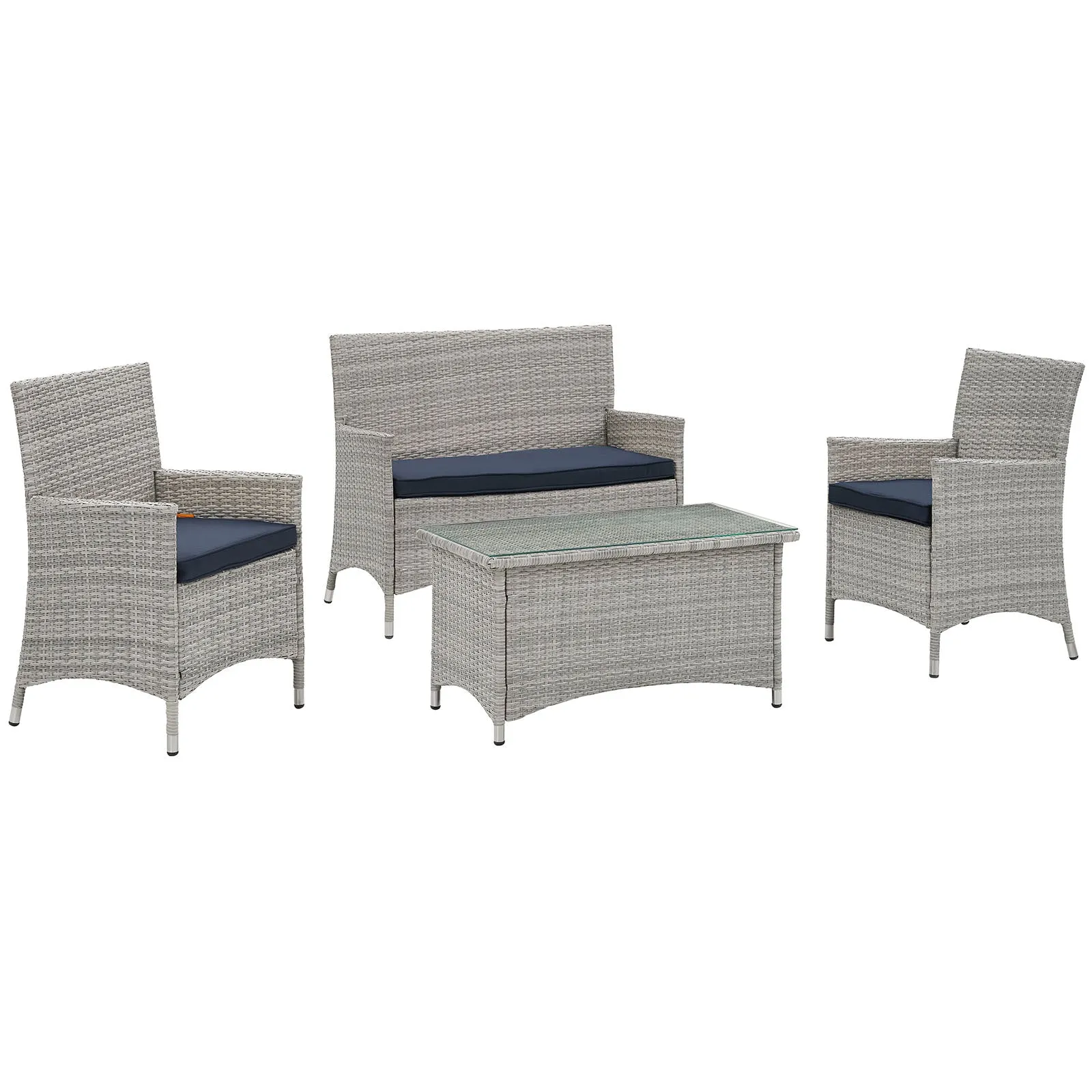 Bridge 4 Piece Outdoor Patio Patio Conversation Set by Modway