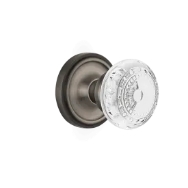 Classic Rosette with Crystal Meadows Knob in Antique Pewter