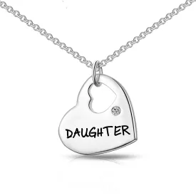 Daughter Heart Necklace Created with Zircondia® Crystals