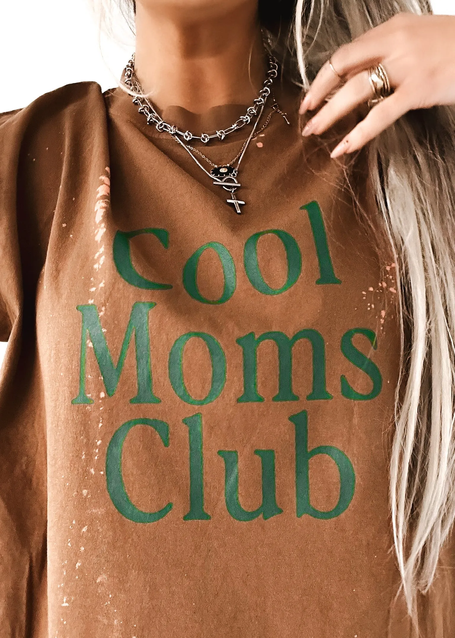 FINAL SALE: COOL MOMS CLUB BLEACHED OUT SIDE SLIT TEE