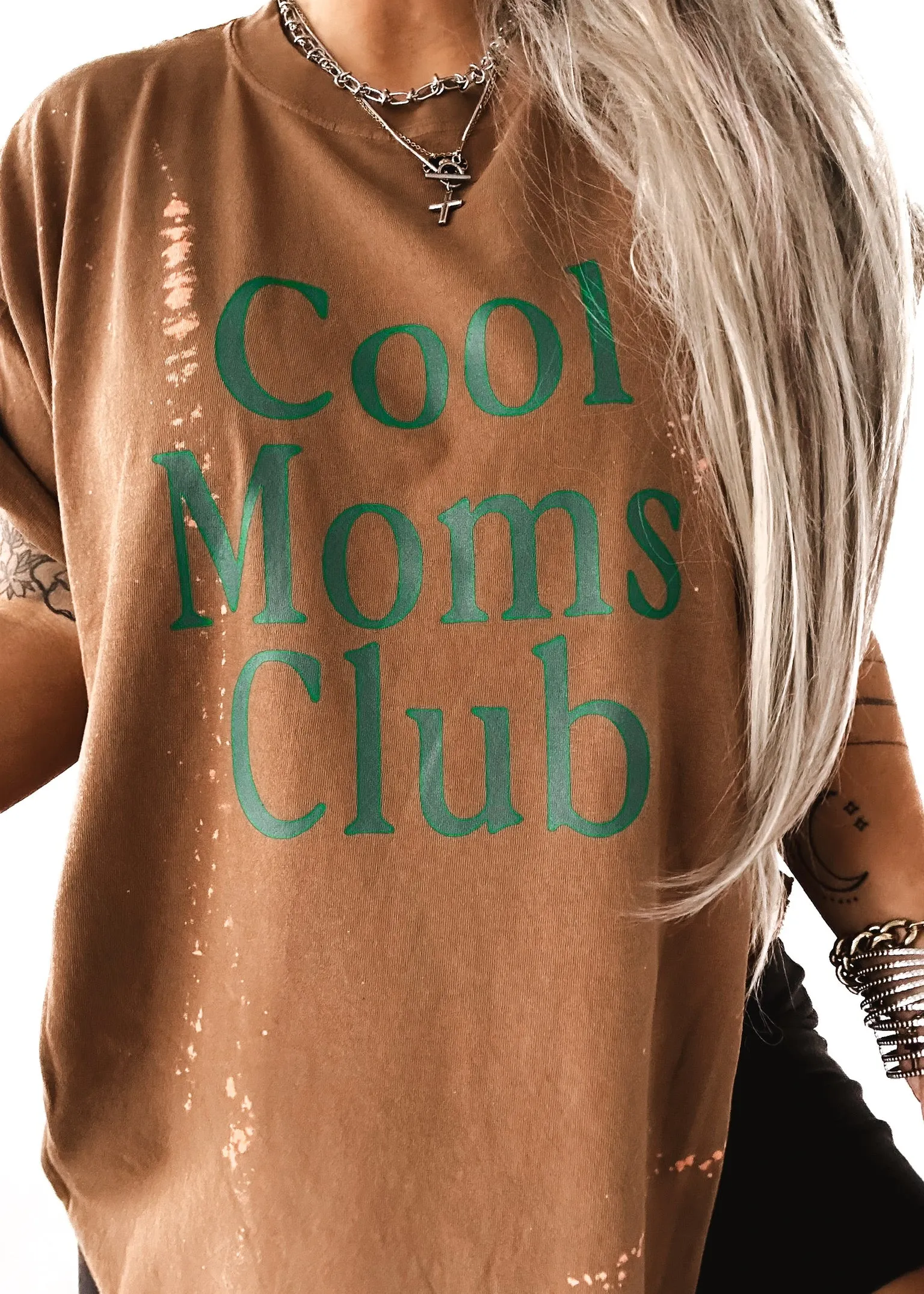 FINAL SALE: COOL MOMS CLUB BLEACHED OUT SIDE SLIT TEE