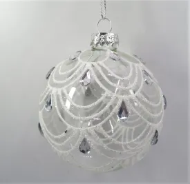 Glass with White Swirls and Jewels