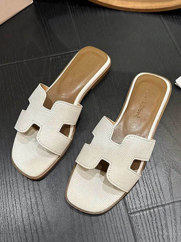 Hollow Open Toe Split-Joint Slippers