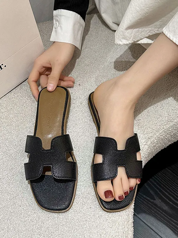 Hollow Open Toe Split-Joint Slippers